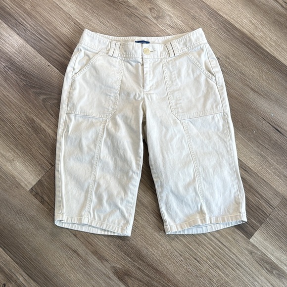 Dockers Women's Size 4 Pedal‎ Pushers Twill Chino Shorts Tan Beige Cotton Blend - Picture 8 of 8